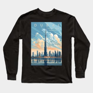 Dubai, UAE, Burj Khalifa, Travel Print Wall Art, Home Décor, Gift Art Long Sleeve T-Shirt